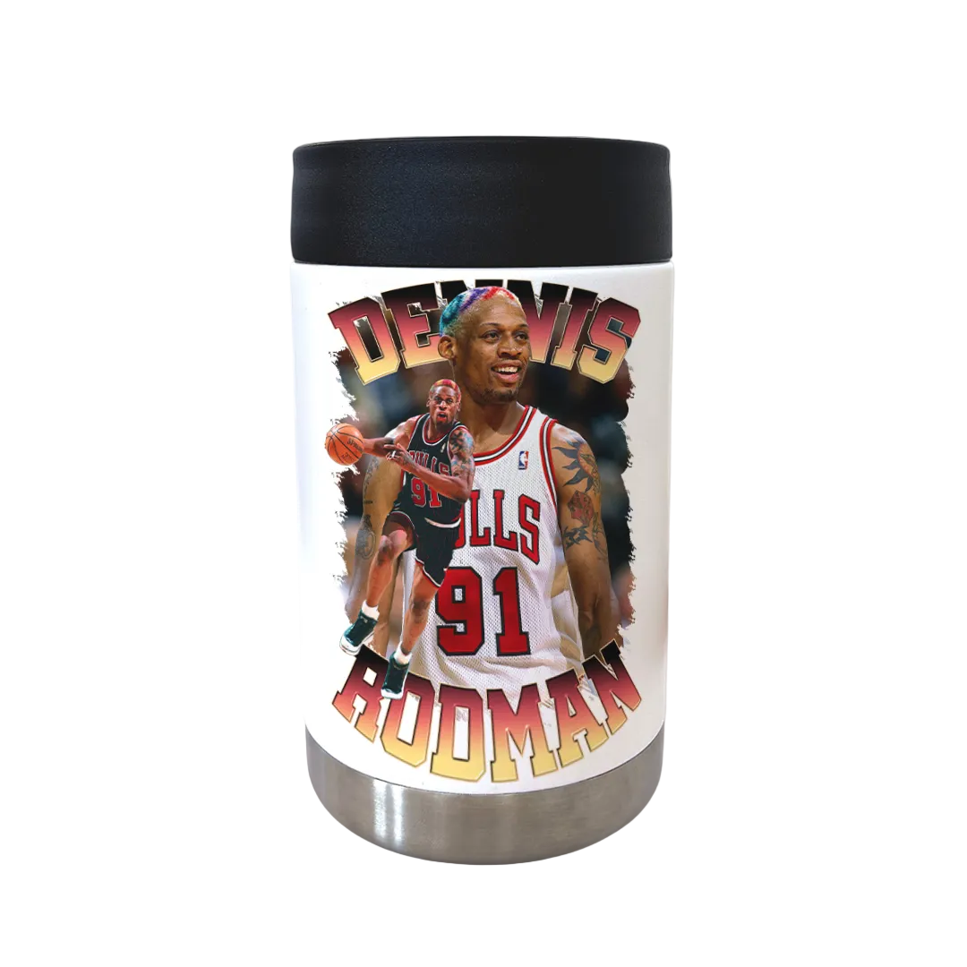 Tumbler with a basketball player design and text on a white background