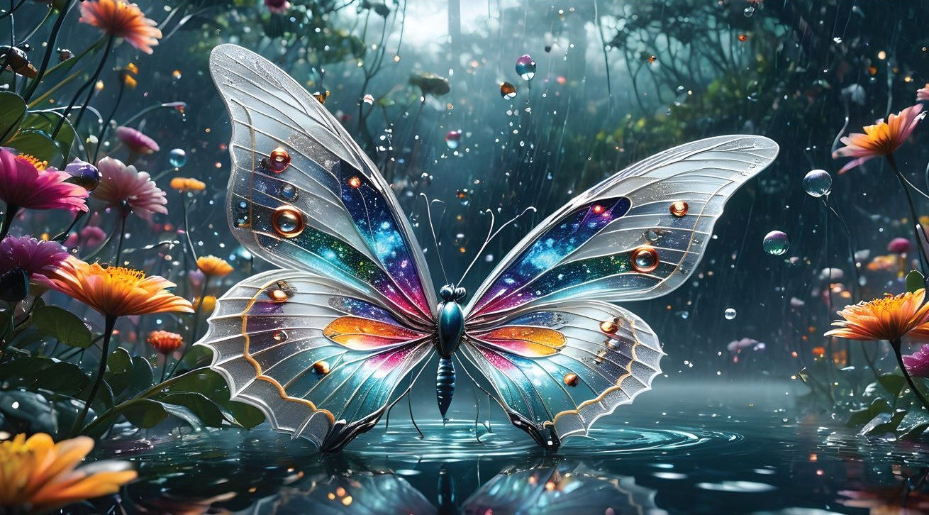 Premium 1 Litre Stainless Sipper Bottle - Butterfly