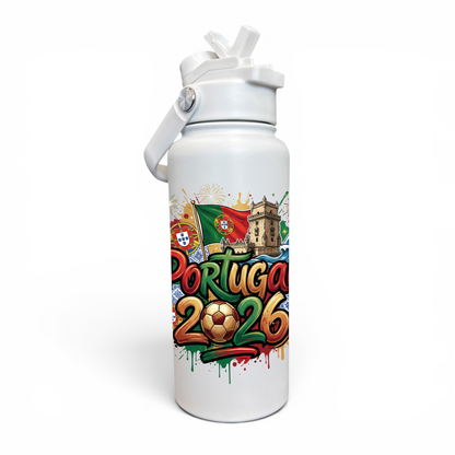Premium 1 Litre Stainless Sipper Bottle - Portugal
