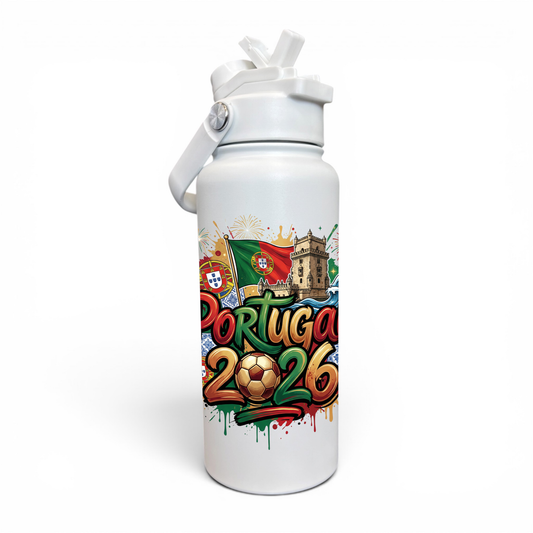 Premium 1 Litre Stainless Sipper Bottle - Portugal