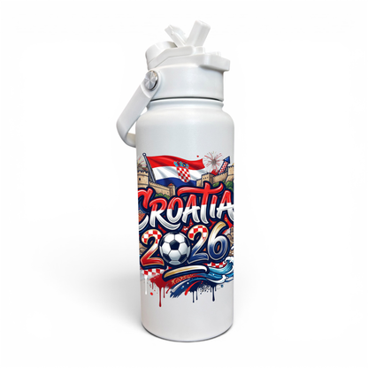 Premium 1 Litre Stainless Sipper Bottle - Croatia