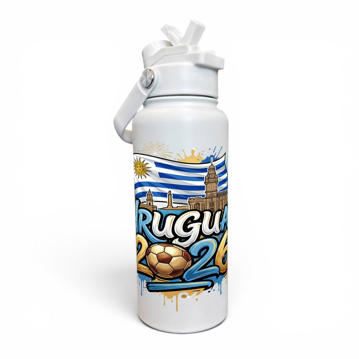 Premium 1 Litre Stainless Sipper Bottle - Uruguay