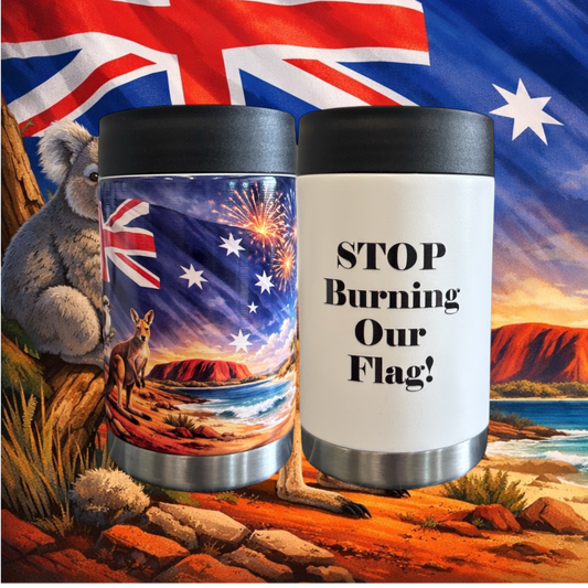 Stop Burning Our Flag! - Full Colour Stainless Steel Can Cooler
