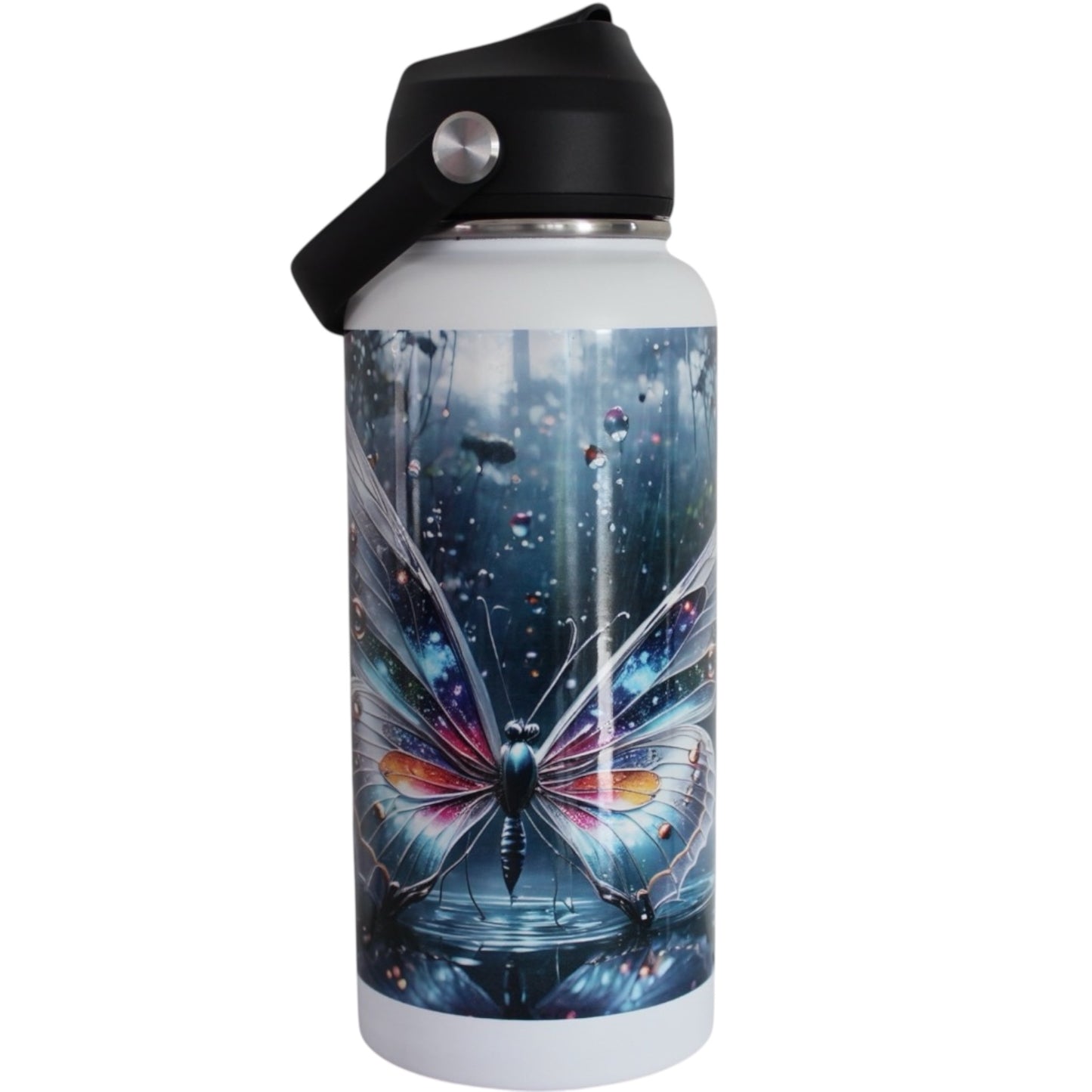 Premium 1 Litre Stainless Sipper Bottle - Butterfly