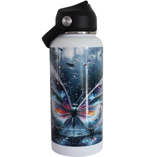 Premium 1 Litre Stainless Sipper Bottle - Butterfly