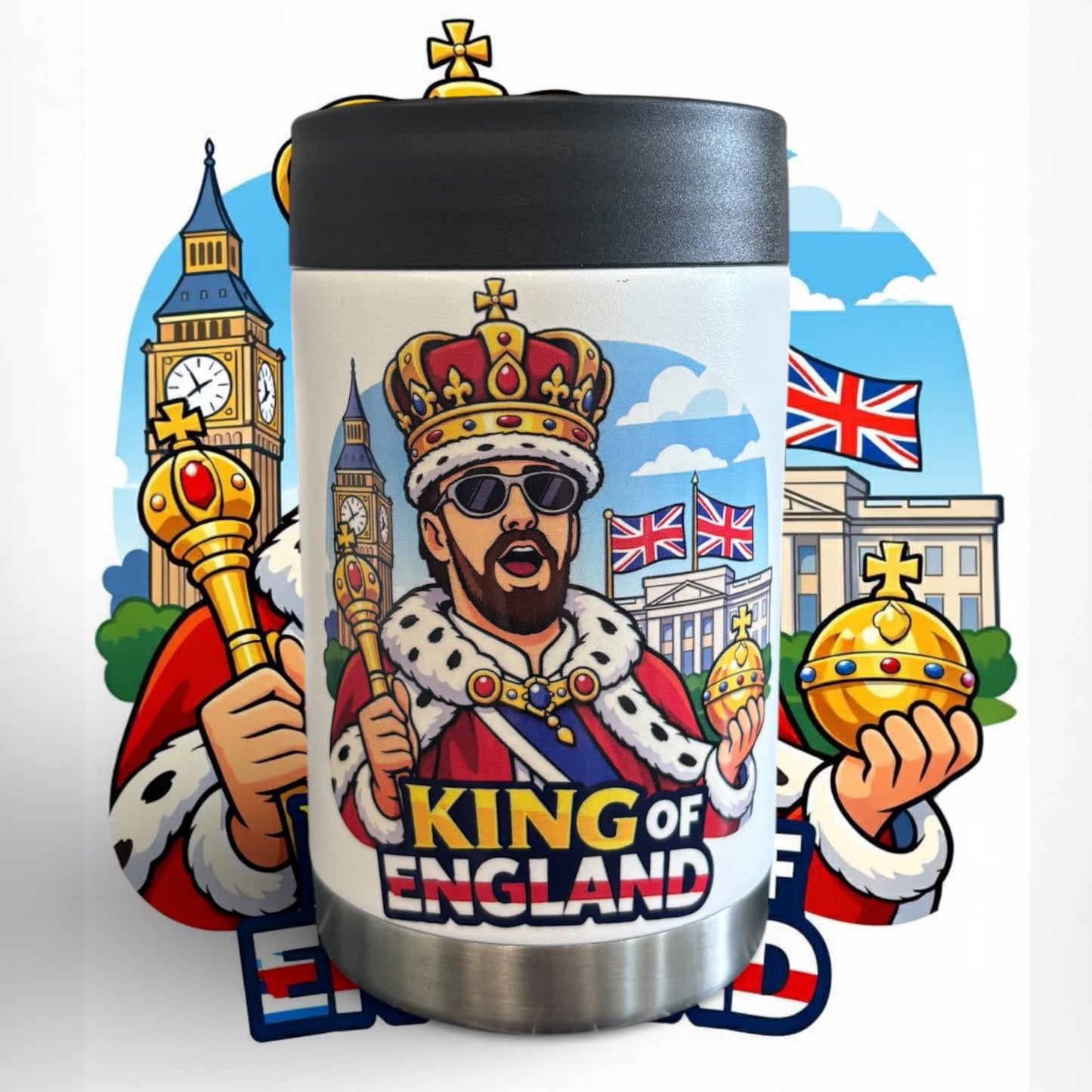 King Of England - Full Colour Stainless Steel Can Cooler
