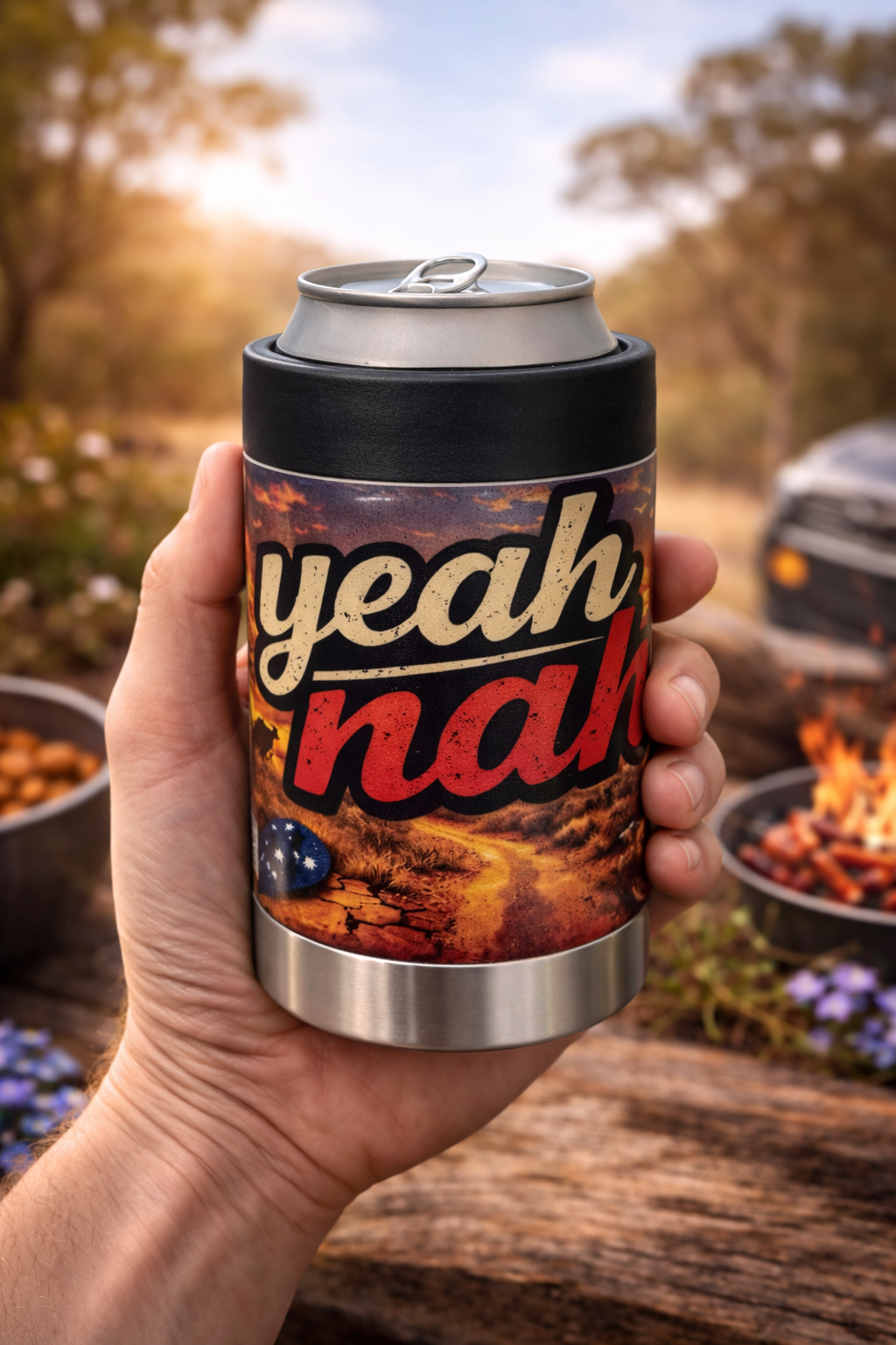 Yeah Nah - Full Colour Stainless Steel Can Cooler