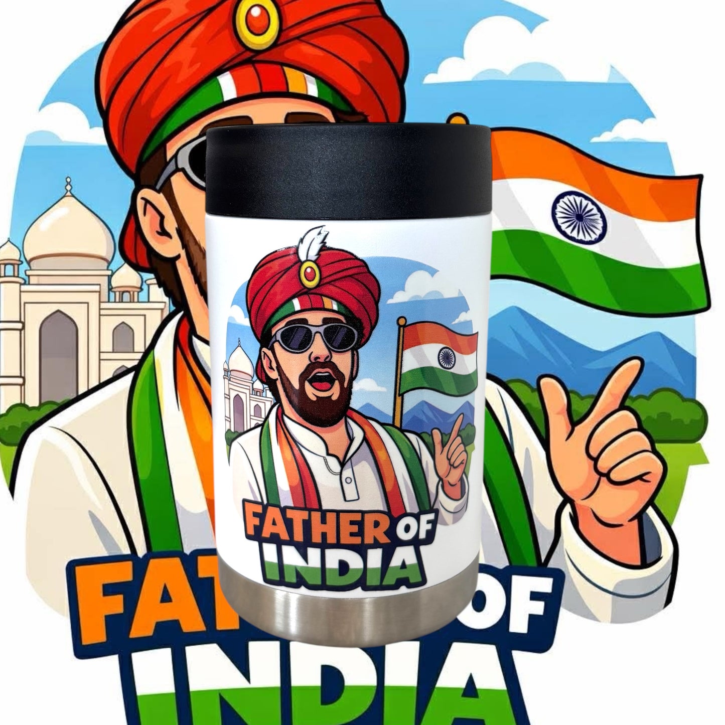 Father Of India - Full Colour Stainless Steel Can Cooler