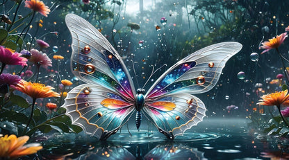 Premium 1 Litre Stainless Sipper Bottle - Butterfly