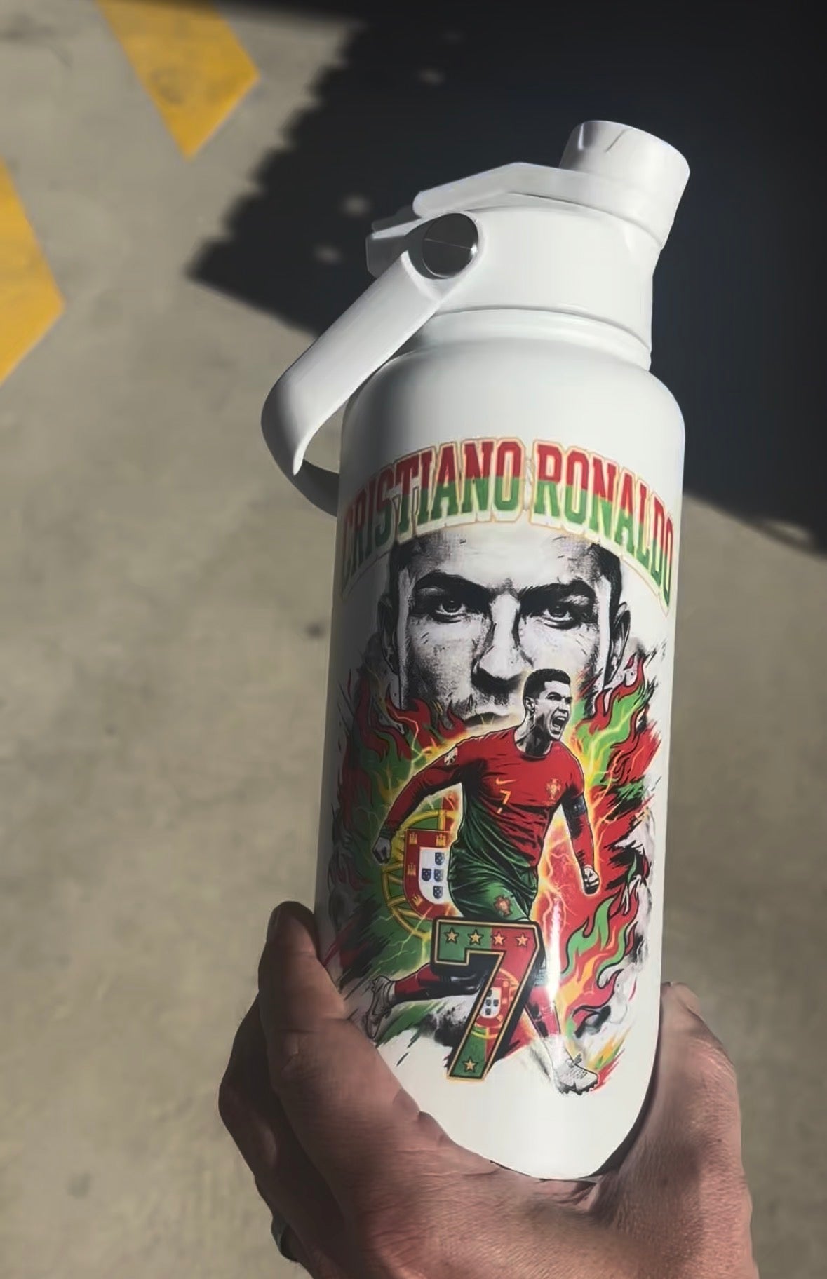 Premium 1 Litre Stainless Sipper Bottle - Cristiano Ronaldo